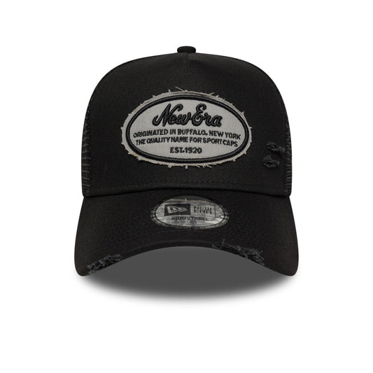 9FORTY E-Frame Trucker New Era Oval Canvas Distress Black Snapback