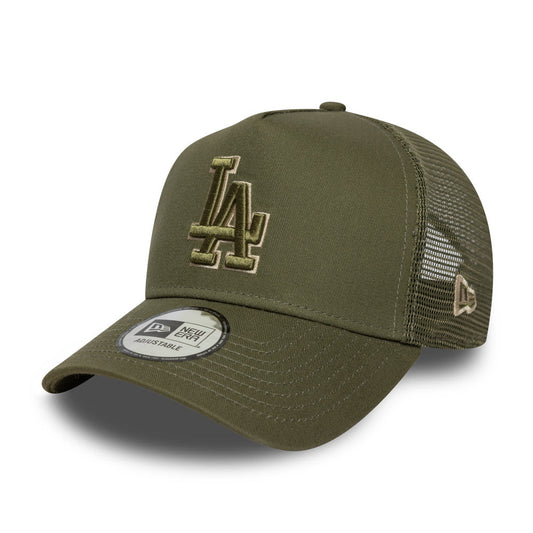 9FORTY E-Frame Trucker Los Angeles Dodgers Outline New Olive Snapback