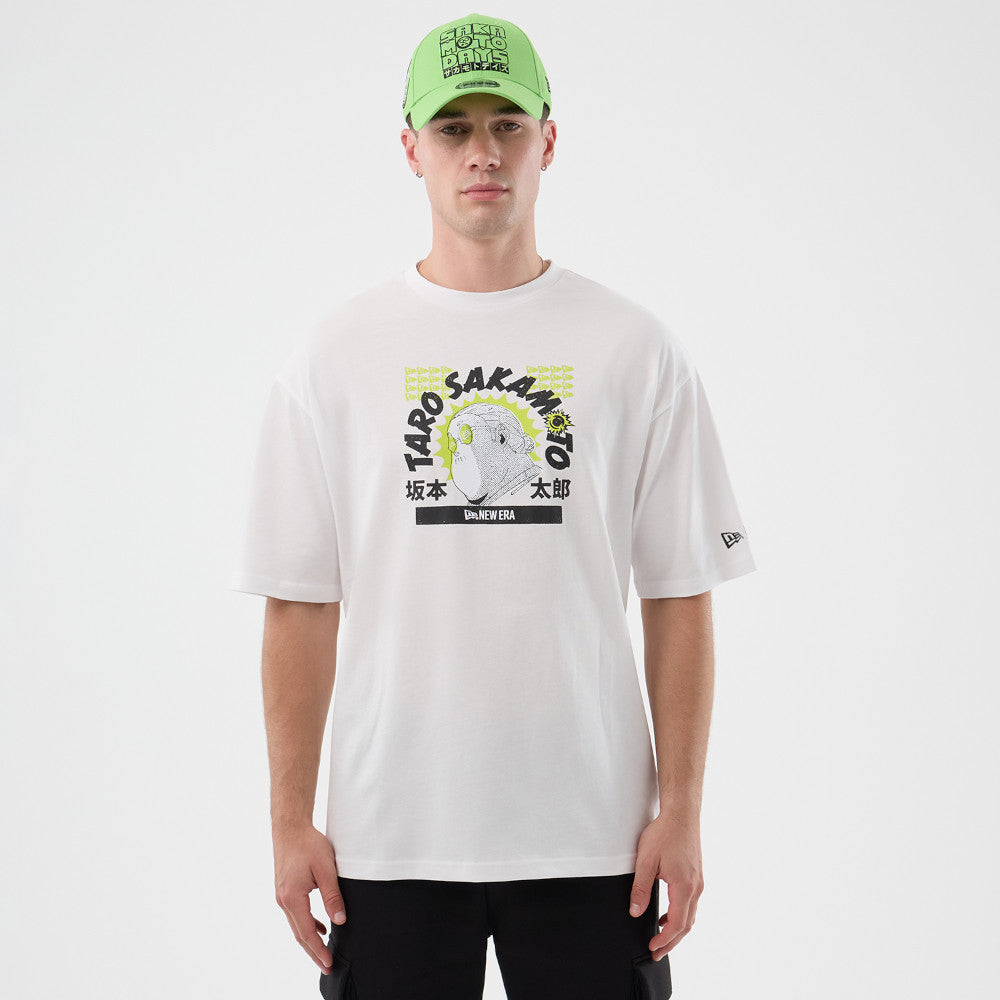 New Era x Netflix Sakamoto Days Wordmark White Oversized Short Sleeve T-Shirt