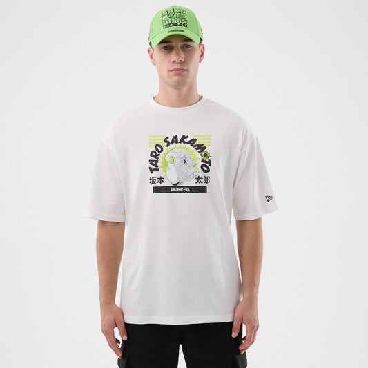 New Era x Netflix Sakamoto Days Wordmark White Oversized Short Sleeve T-Shirt