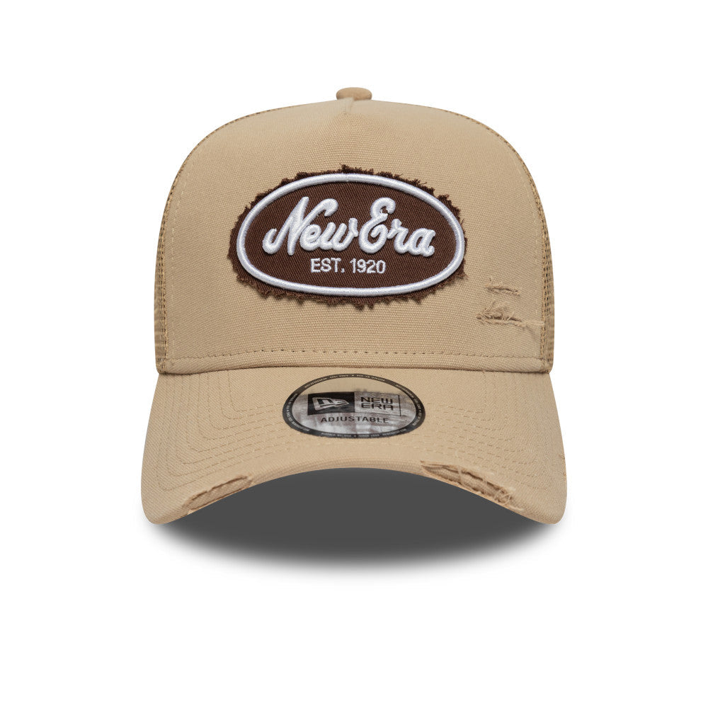 9FORTY E-Frame Trucker New Era Oval Canvas Distress Camel Snapback