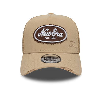 9FORTY E-Frame Trucker New Era Oval Canvas Distress Camel Snapback