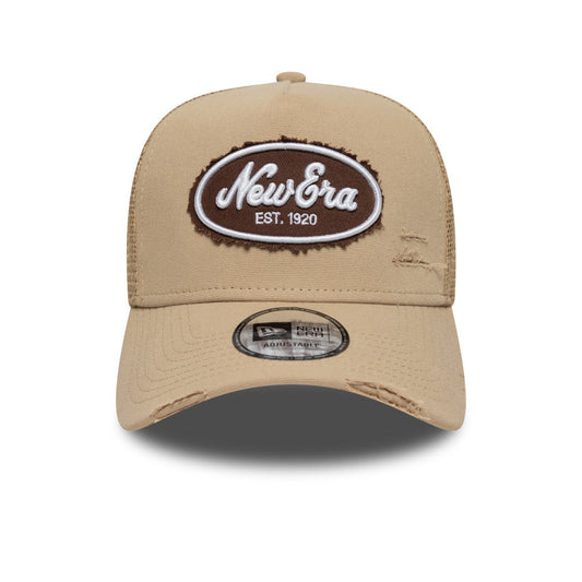 9FORTY E-Frame Trucker New Era Oval Canvas Distress Camel Snapback