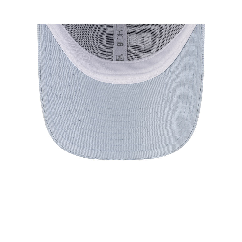 Undervisor view of New Era x Lacoste 9FORTY Core Light Blue Adjustable Cap showing the clean under-brim detail.