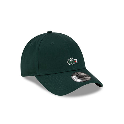 Front right view of New Era x Lacoste 9FORTY Core Dark Green Adjustable Cap displaying the classic crown.