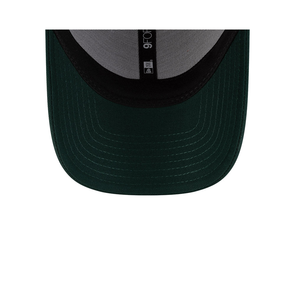 Undervisor view of New Era x Lacoste 9FORTY Core Dark Green Adjustable Capp showing the clean under-brim detail.
