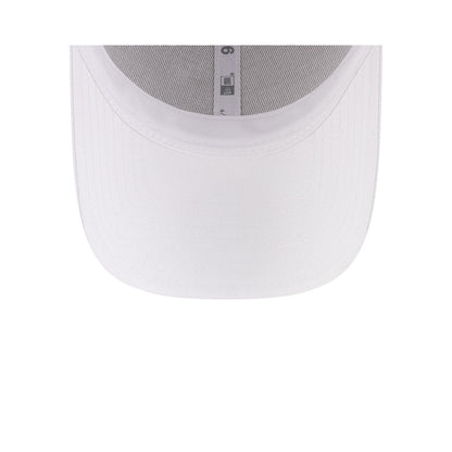 Undervisor view of New Era x Lacoste 9FORTY Core White Adjustable Cap showing the clean under-brim detail.