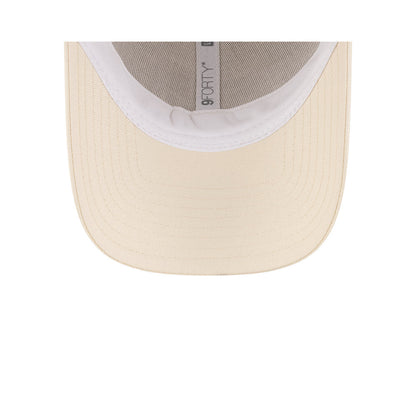 Undervisor view of New Era x Lacoste 9FORTY Women Core Light Beige Adjustable Cap showing the clean under-brim detail.