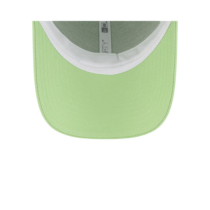Undervisor view of New Era x Lacoste 9FORTY Women Core Pastel Green Adjustable Cap showing the clean under-brim detail.
