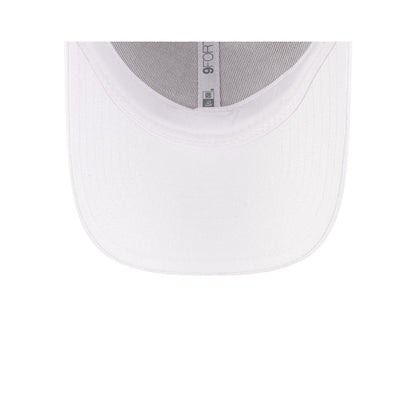 Undervisor view of New Era x Lacoste 9FORTY Women Core White Adjustable Cap showing the clean under-brim detail.