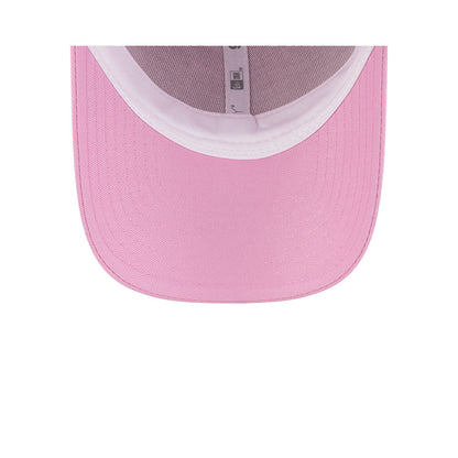 Undervisor view of New Era x Lacoste 9FORTY Women Core Pastel Pink Adjustable Cap showing the clean under-brim detail.
