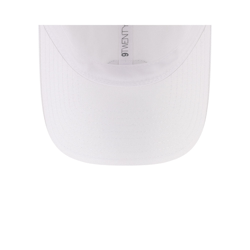 Undervisor view of New Era x Lacoste 9TWENTY Flag White Adjustable Cap showing the clean under-brim detail.