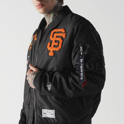 San Francisco Giants MLB x Alpha Industries Black Collared Bomber Jacket