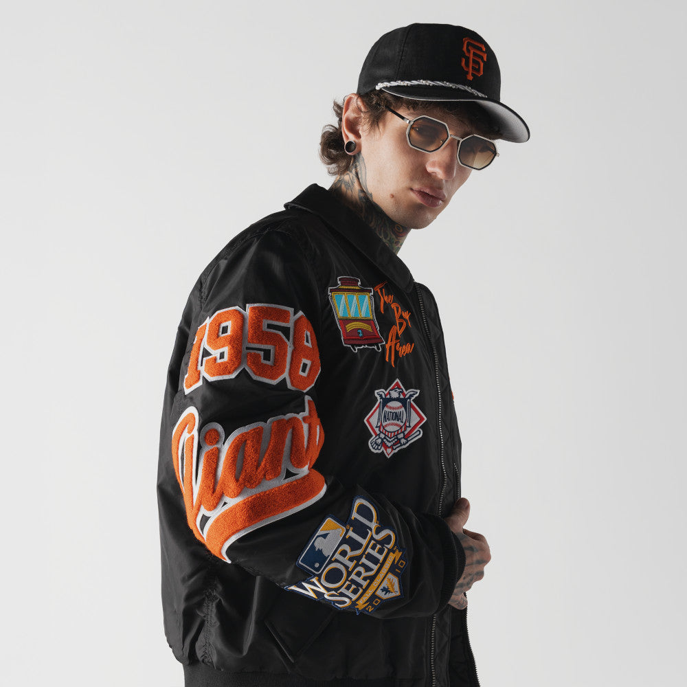 San Francisco Giants MLB x Alpha Industries Black Collared Bomber Jacket