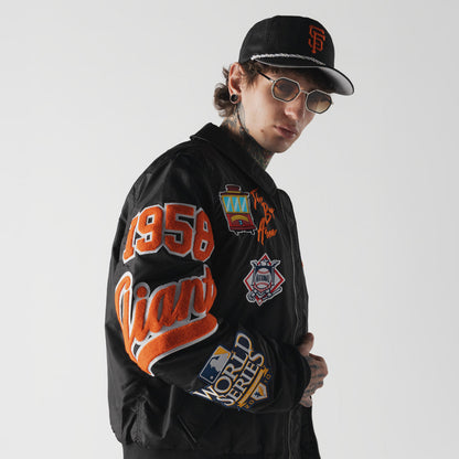 San Francisco Giants MLB x Alpha Industries Black Collared Bomber Jacket