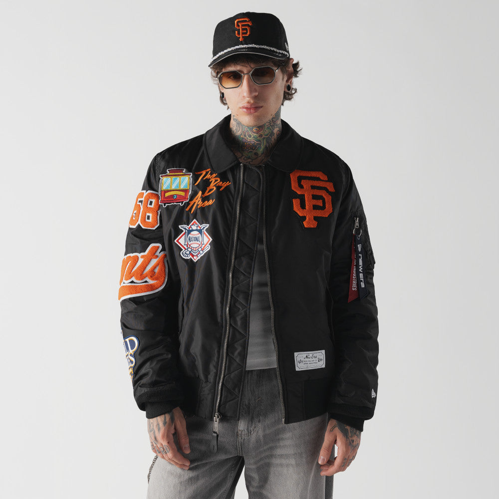 San Francisco Giants MLB x Alpha Industries Black Collared Bomber Jacket