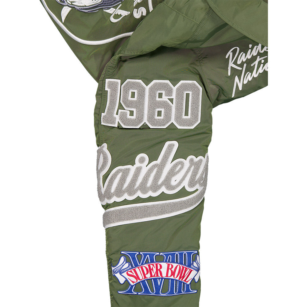 Las Vegas Raiders NFL x Alpha Industries Green Collared Bomber Jacket