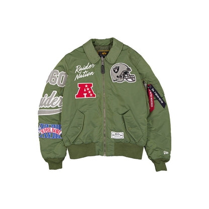 Las Vegas Raiders NFL x Alpha Industries Green Collared Bomber Jacket