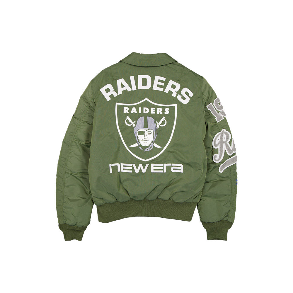 Las Vegas Raiders NFL x Alpha Industries Green Collared Bomber Jacket