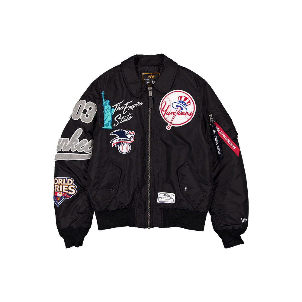 New York Yankees MLB x Alpha Industries Black Collared Bomber Jacket