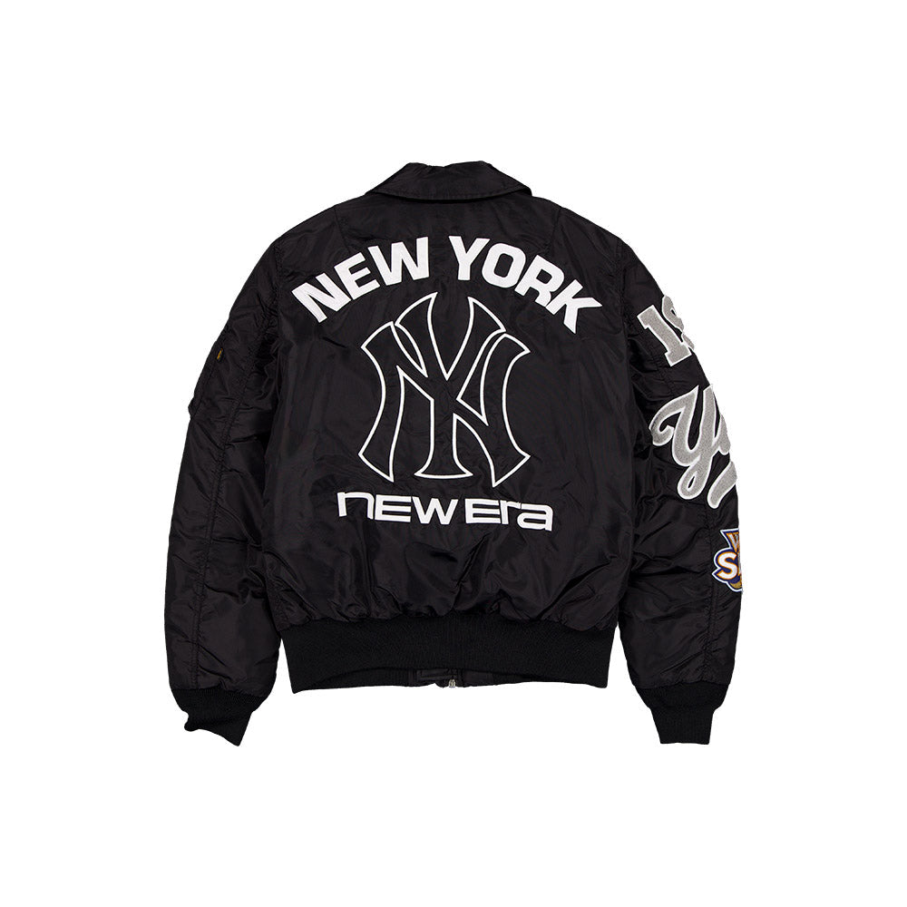 New York Yankees MLB x Alpha Industries Black Collared Bomber Jacket