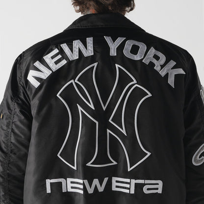 New York Yankees MLB x Alpha Industries Black Collared Bomber Jacket
