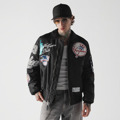 New York Yankees MLB x Alpha Industries Black Collared Bomber Jacket