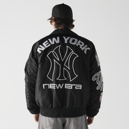 New York Yankees MLB x Alpha Industries Black Collared Bomber Jacket