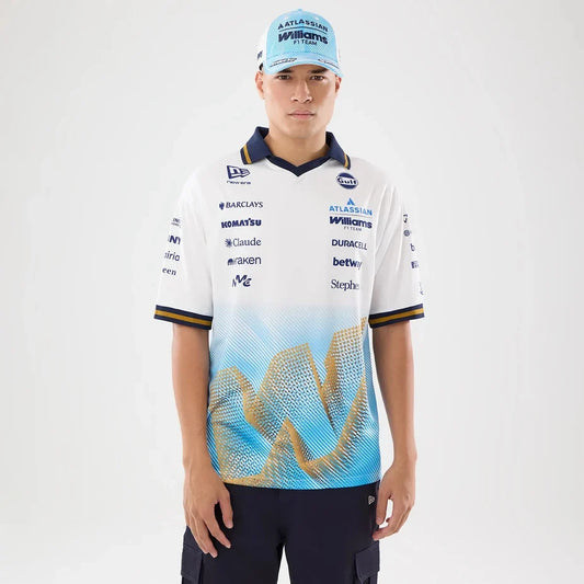 Atlassian Williams F1 Team Spain Race Special White Short Sleeve Collar T-Shirt