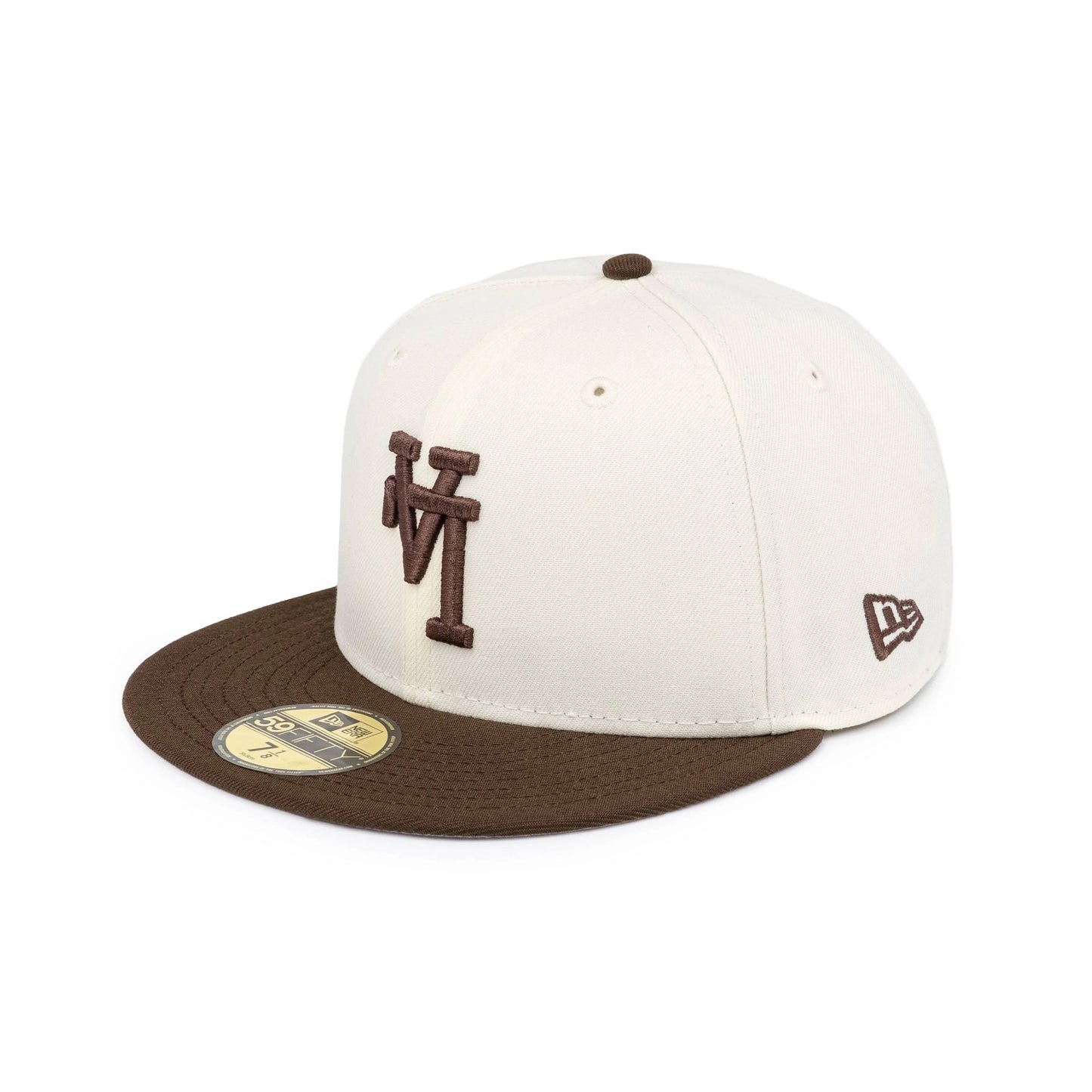 59FIFTY Los Angeles Dodgers Upside Down Walnut Visor Chrome White Fitted