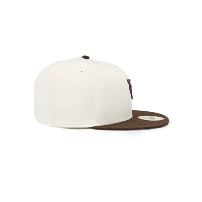 59FIFTY Los Angeles Dodgers Upside Down Walnut Visor Chrome White Fitted