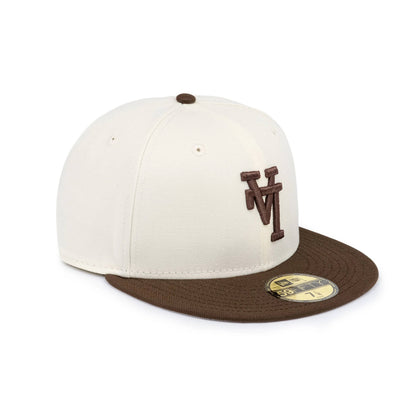 59FIFTY Los Angeles Dodgers Upside Down Walnut Visor Chrome White Fitted