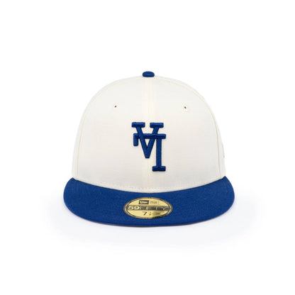 59FIFTY Los Angeles Dodgers Upside Down Dark Royal Visor Chrome White Fitted