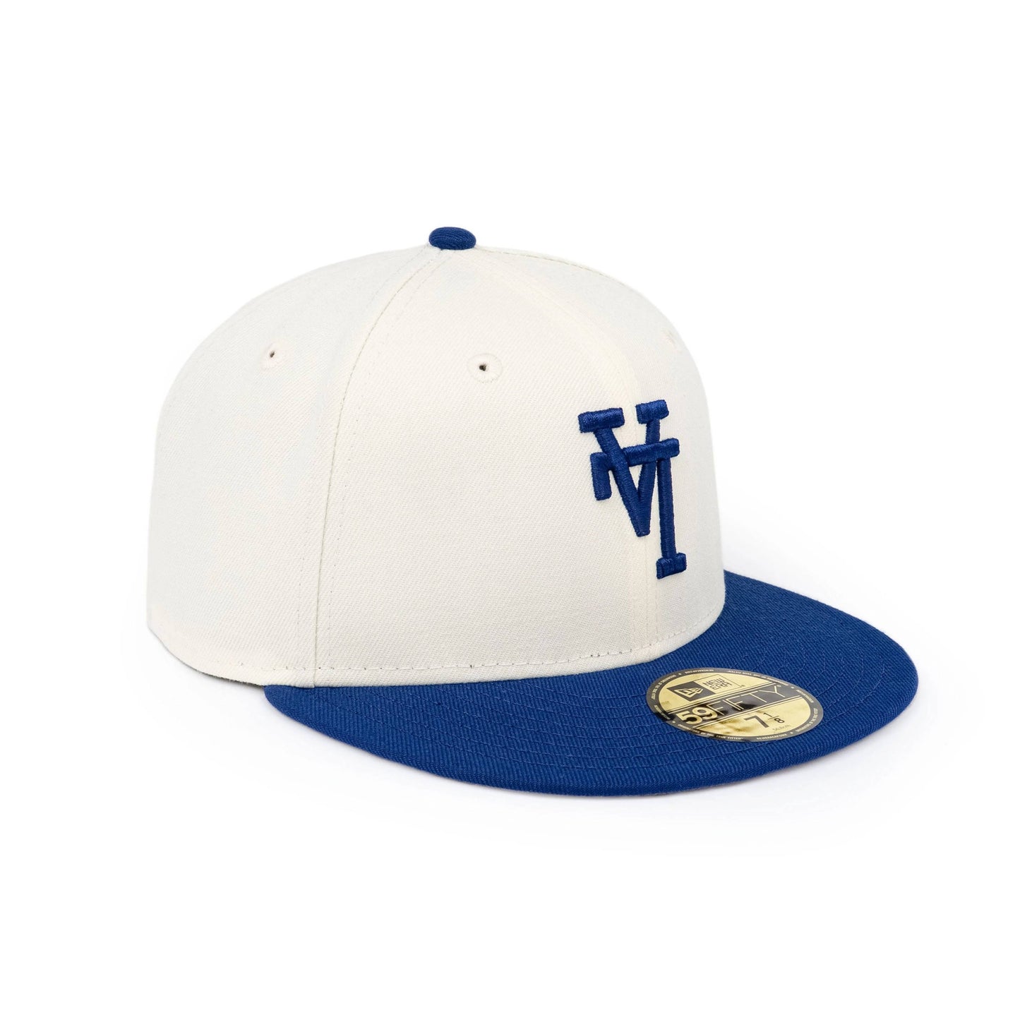 59FIFTY Los Angeles Dodgers Upside Down Dark Royal Visor Chrome White Fitted