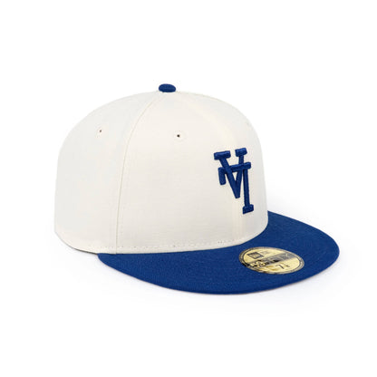 59FIFTY Los Angeles Dodgers Upside Down Dark Royal Visor Chrome White Fitted