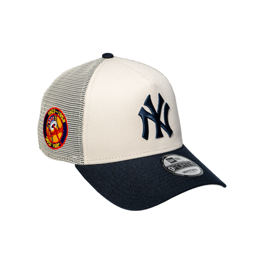9FORTY A-Frame Trucker New York Yankees Stone Navy Snapback