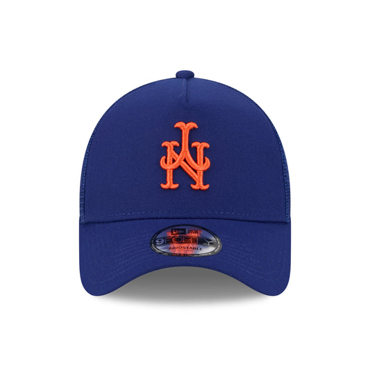 9FORTY A-Frame Trucker New York Mets Upside Down Dark Royal Snapback